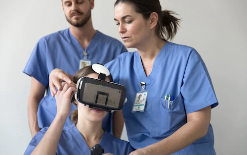 Care workers using VR